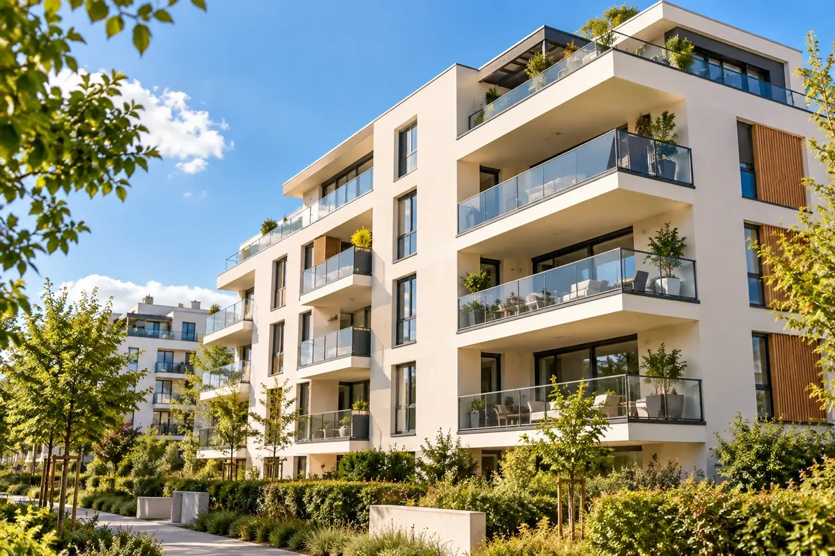 Immeuble collectif neuf avec balcons